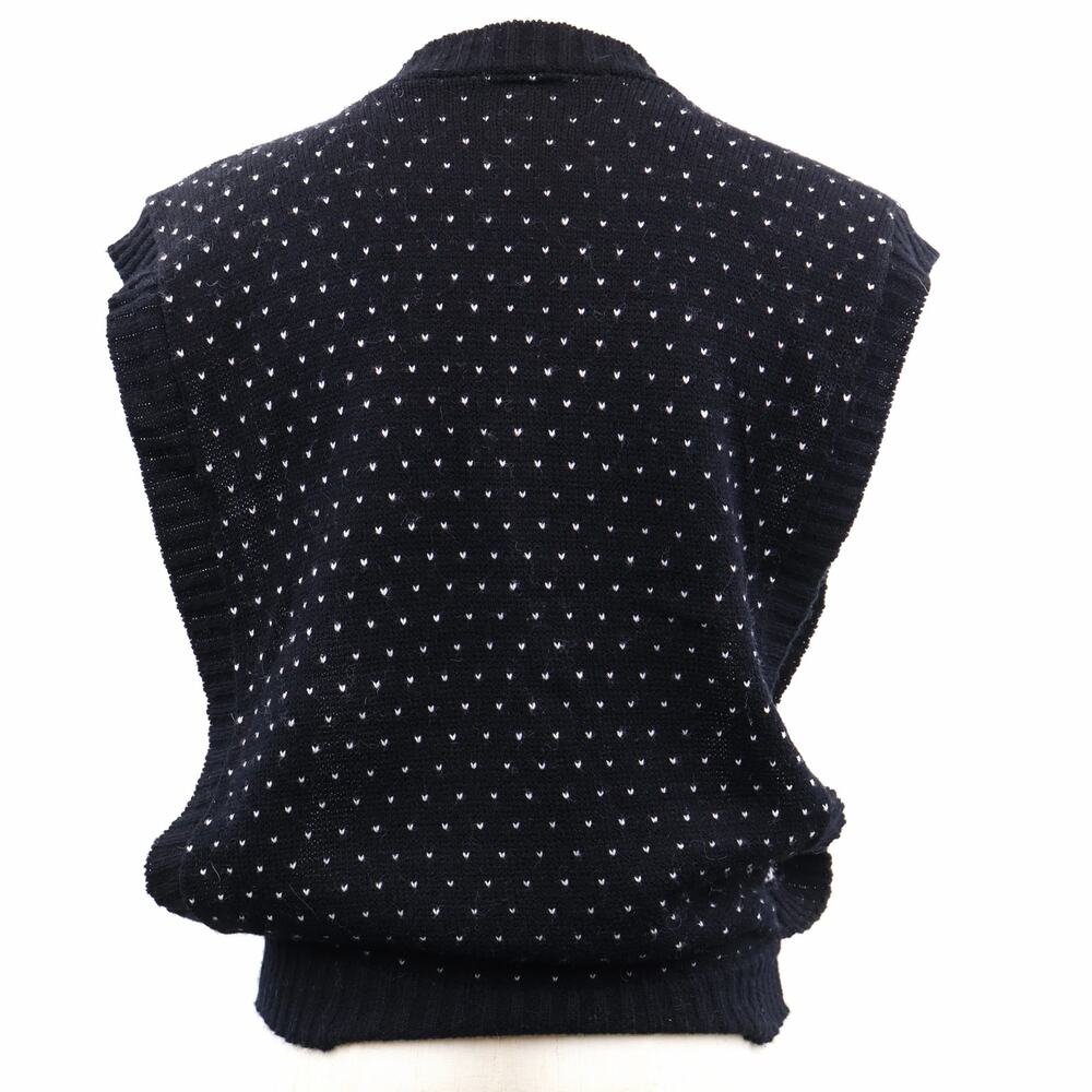 Vintage JCPenney JR-HI Sweater Vest Youth M 10-12 Black White Heart Knit 70s 80s - Picture 4 of 8